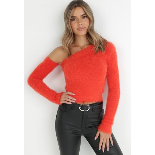 Czerwony Sweter na Jedno Ramię Yile ze sklepu Born2be Odzież w kategorii Swetry damskie - zdjęcie 146687115