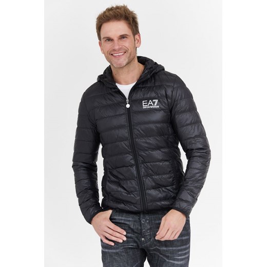 EA7 EMPORIO ARMANI - Czarna kurtka puchowa ze srebrnym logo Emporio Armani XXL outfit.pl