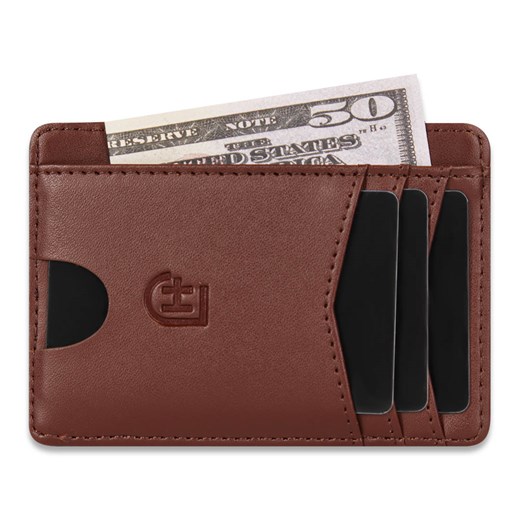 Męski skórzany portfel slim z przezroczystą kieszenią na kartę lub zdjęcie z James Hawk Jeden rozmiar James Hawk