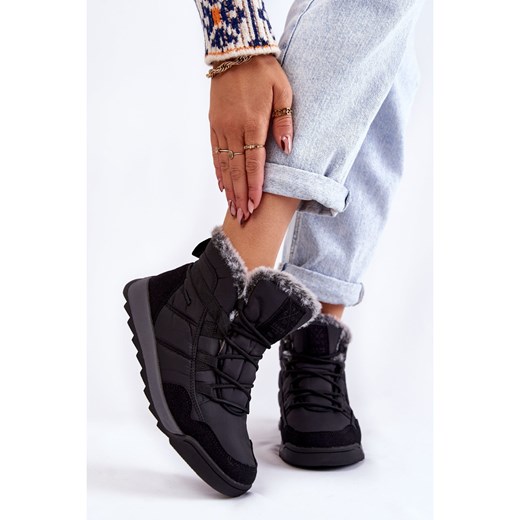 Damskie Ocieplane Śniegowce Cross Jeans KK2R4016C Czarne Cross Jeans 37 ButyModne.pl promocyjna cena