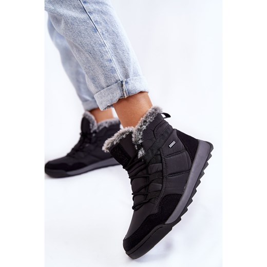 Damskie Ocieplane Śniegowce Cross Jeans KK2R4016C Czarne Cross Jeans 39 ButyModne.pl wyprzedaż