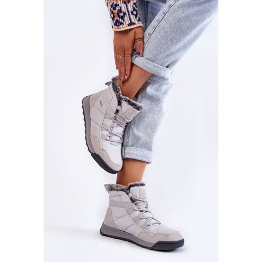 Damskie Ocieplane Śniegowce Cross Jeans KK2R4015C Szare Cross Jeans 41 ButyModne.pl promocyjna cena