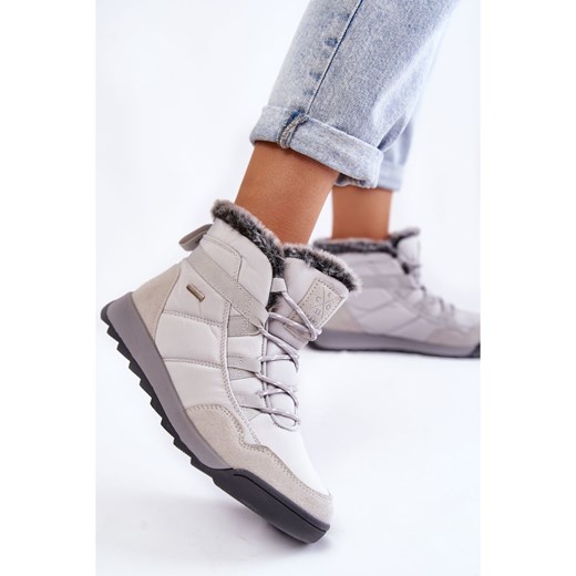 Damskie Ocieplane Śniegowce Cross Jeans KK2R4015C Szare Cross Jeans 40 wyprzedaż ButyModne.pl