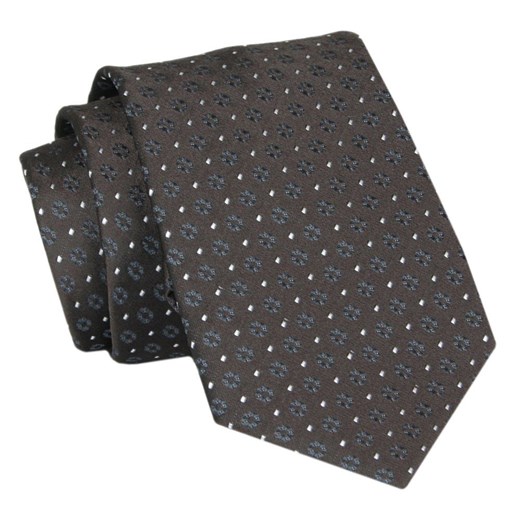 Męski Krawat - Brąz w Groszki - Angelo di Monti  KRADM1924 ze sklepu JegoSzafa.pl w kategorii Krawaty - zdjęcie 146748308