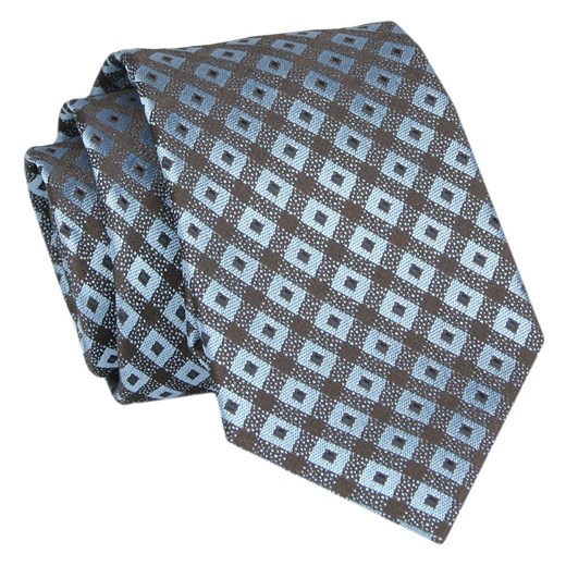 Męski Krawat - Niebieski z Brązem - Angelo di Monti  KRADM1932 ze sklepu JegoSzafa.pl w kategorii Krawaty - zdjęcie 146748376