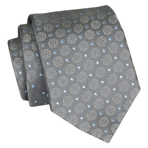 Męski Krawat - Srebro, Grochy - Angelo di Monti  KRADM1953 ze sklepu JegoSzafa.pl w kategorii Krawaty - zdjęcie 146748388