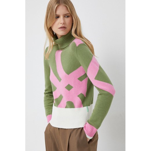 United Colors of Benetton sweter z domieszką kaszmiru x PANTONE damski kolor United Colors Of Benetton S ANSWEAR.com