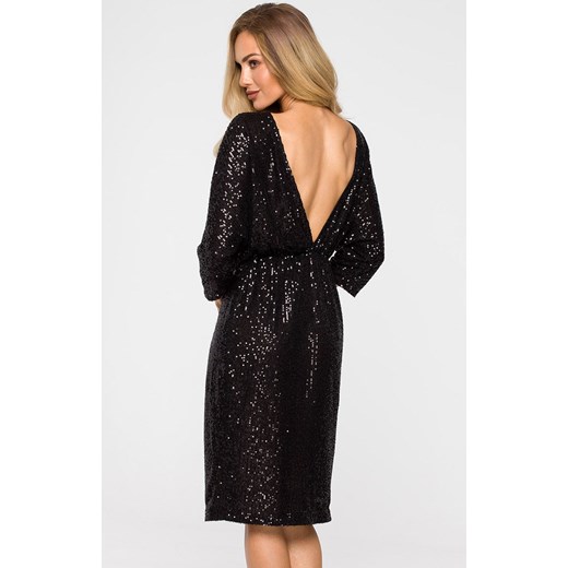 Sukienka Moe z dzianiny z długimi rękawami w serek midi 