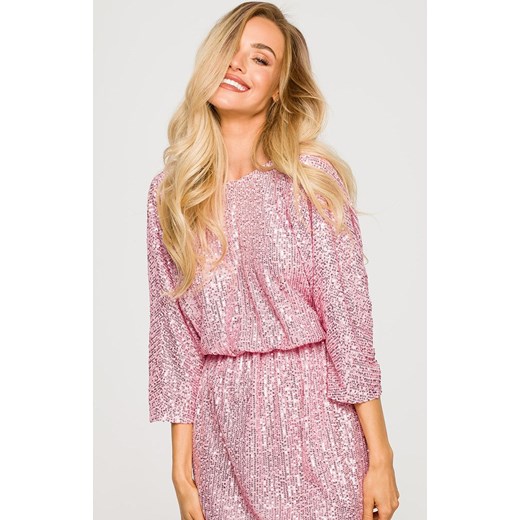 Sukienka Moe z cekinami midi na sylwestra z długim rękawem 