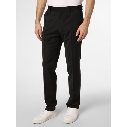BOSS Męskie spodnie od garnituru modułowego Mężczyźni Slim Fit wełna ze strzyży czarny jednolity ze sklepu vangraaf w kategorii Spodnie męskie - zdjęcie 146792127
