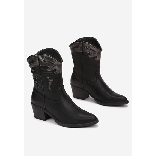 Botki Born2be bez zapięcia casual na obcasie 