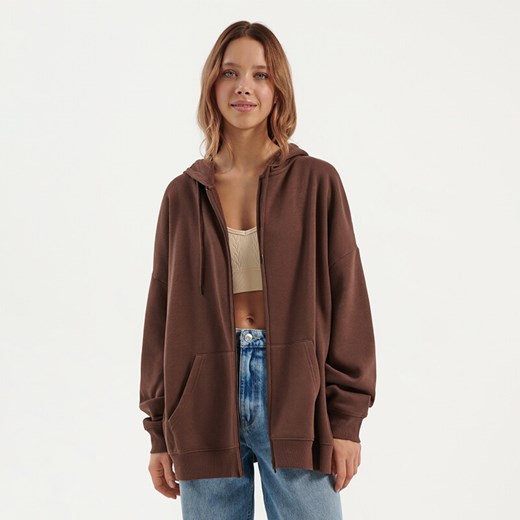 Rozpinana bluza z kapturem oversize brązowa - Brązowy House M/L House
