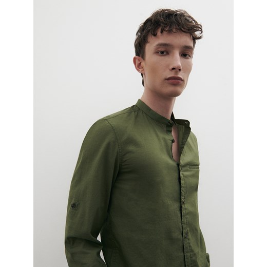 Reserved - Bawełniana koszula slim fit - Khaki Reserved M Reserved