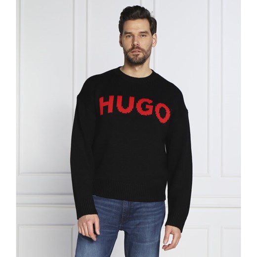 HUGO Sweter Slogonon | Regular Fit | z dodatkiem wełny M wyprzedaż Gomez Fashion Store