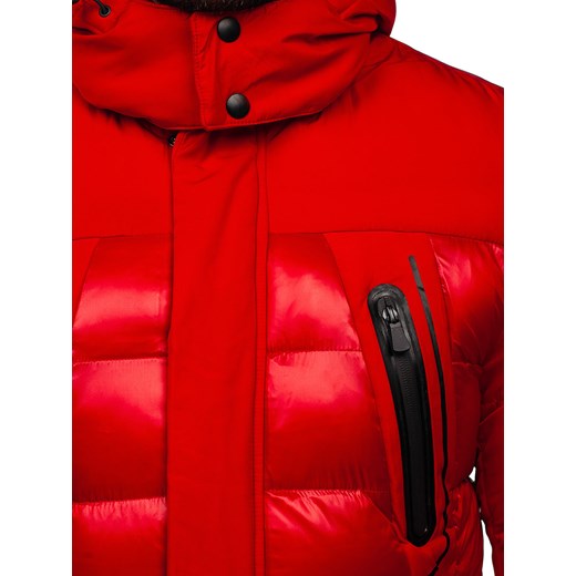 Czerwona pikowana kurtka męska zimowa Denley 99527 S wyprzedaż Denley