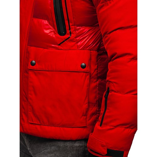 Czerwona pikowana kurtka męska zimowa Denley 99527 S okazyjna cena Denley