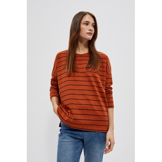 Bluza brązowa w paski ze sklepu Moodo.pl w kategorii Bluzki damskie - zdjęcie 146848495