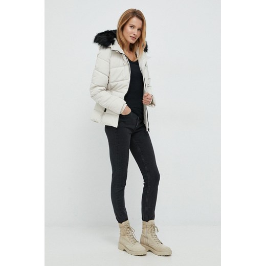 Calvin Klein Jeans kurtka damska kolor beżowy zimowa XS ANSWEAR.com