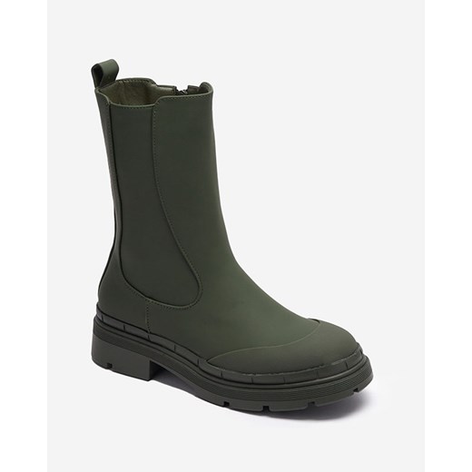 Damskie ocieplane ciemnozielone wysokie botki Jori - Obuwie Royalfashion.pl 39 royalfashion.pl