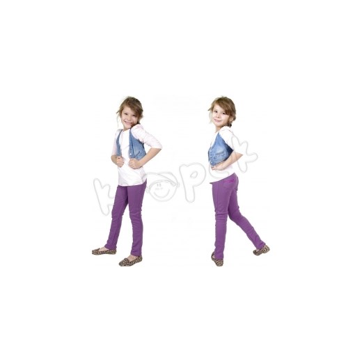 Ciepłe legginsy gładkie bawełniane 116 - 152 Loni fiolet blumore-pl fioletowy bez wzorów/nadruków