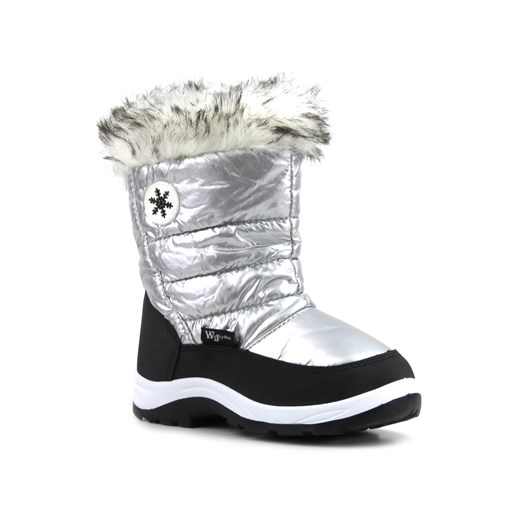 Śniegowce, ciepłe buty zimowe dziecięce - WOJTYŁKO 23036, srebrne ze sklepu ulubioneobuwie w kategorii Buty zimowe dziecięce - zdjęcie 146941946