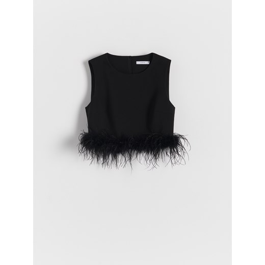 Reserved - Bluzka z piórami - Czarny Reserved 34 Reserved