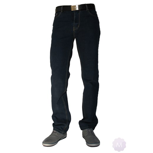 Ocieplane męskie spodnie jeansy granatowe (270) mercerie-pl czarny ciepłe