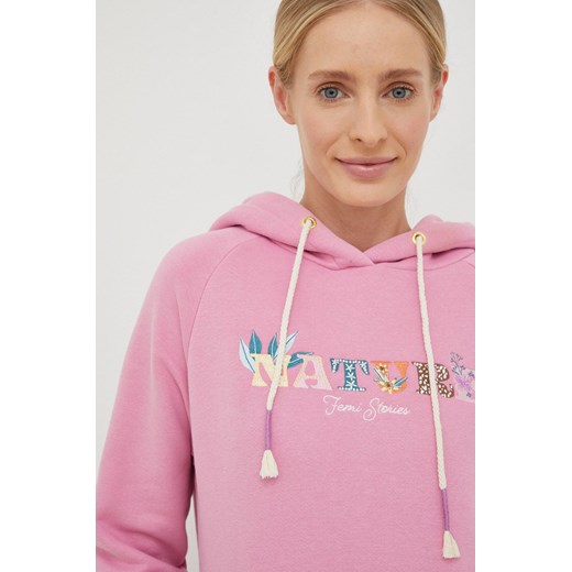 Femi Stories bluza Till damska kolor różowy z kapturem z aplikacją Femi Stories S ANSWEAR.com