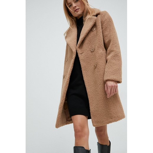 Lauren Ralph Lauren płaszcz damski kolor brązowy przejściowy dwurzędowy M ANSWEAR.com