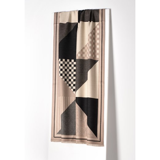 Brązowo-beżowy szal w geometryczne wzory Molton ONE SIZE Molton