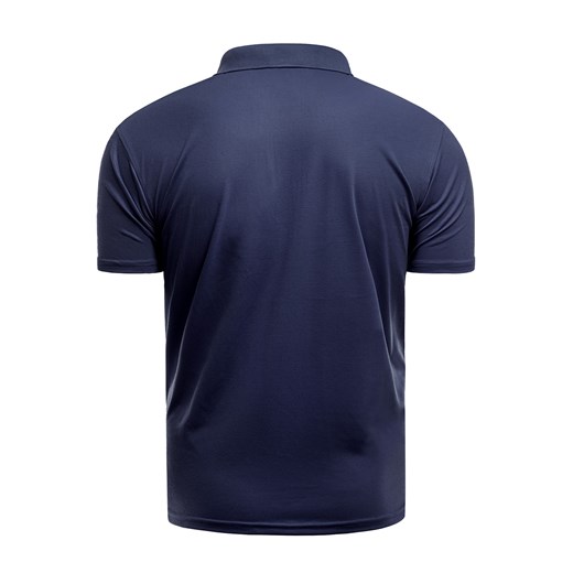 T-shirt męski Risardi niebieski z krótkim rękawem z tkaniny 