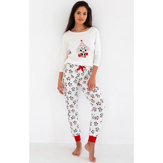 Świąteczna piżama damska bawełniana Panda White, Kolor biały-wzór, Rozmiar XL, SENSIS ze sklepu Intymna w kategorii Piżamy damskie - zdjęcie 147085736