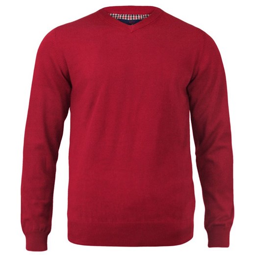 Sweter Czerwony w Serek (V-neck), Męski, Klasyczny, Elegancki -Adriano Guinari SWADGAW22jasterred ze sklepu JegoSzafa.pl w kategorii Swetry męskie - zdjęcie 147105785