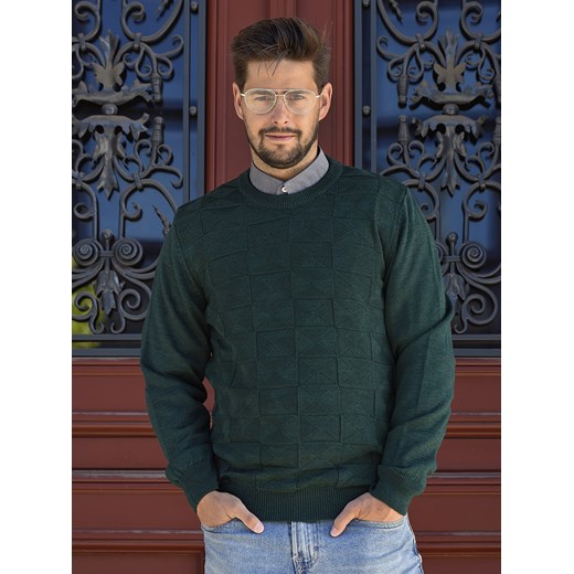 Sweter męski - wełna merino - Enrico - zielony - M ze sklepu Swetry Lasota w kategorii Swetry męskie - zdjęcie 147128216