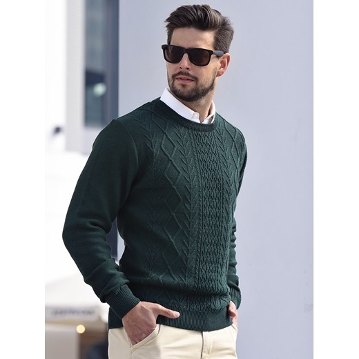 Sweter męski - wełna merino - Massimo - zielony - M ze sklepu Swetry Lasota w kategorii Swetry męskie - zdjęcie 147128219