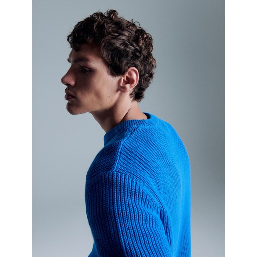 Reserved - Sweter z półokrągłym dekoltem - Niebieski Reserved L Reserved