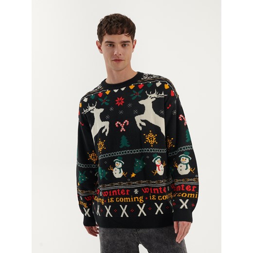 Świąteczny sweter z motywem reniferów - Czarny House XXL House