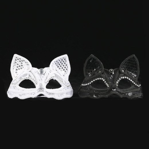 Kocia maska z cyrkoniami - Czarny / Uniwersalny ze sklepu Lovita.pl w kategorii Akcesoria do bielizny - zdjęcie 147231478