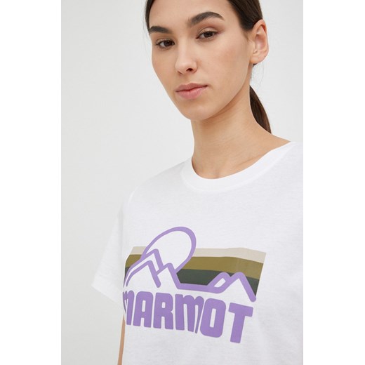 Marmot t-shirt bawełniany kolor biały ze sklepu ANSWEAR.com w kategorii Bluzki damskie - zdjęcie 147272348