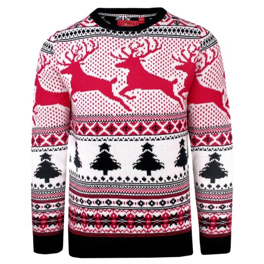 Kolorowy Sweter w Renifery, Świąteczny - Brave Soul SWBRSAW22SCROOGEwhite ze sklepu JegoSzafa.pl w kategorii Swetry męskie - zdjęcie 147282115