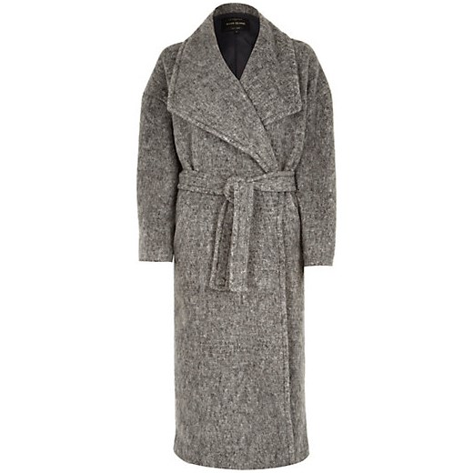 Grey robe coat river-island szary płaszcz
