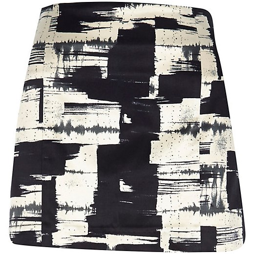 Black graphic print mini skirt river-island czarny mini