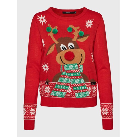 Vero Moda Sweter New Frosty Deer 10272616 Czerwony Regular Fit Vero Moda XL MODIVO