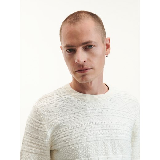 Reserved - Sweter z półokrągłym dekoltem - Kremowy Reserved XL Reserved