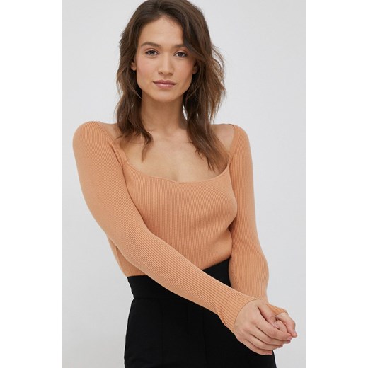 Calvin Klein sweter z domieszką wełny damski kolor pomarańczowy Calvin Klein XS ANSWEAR.com