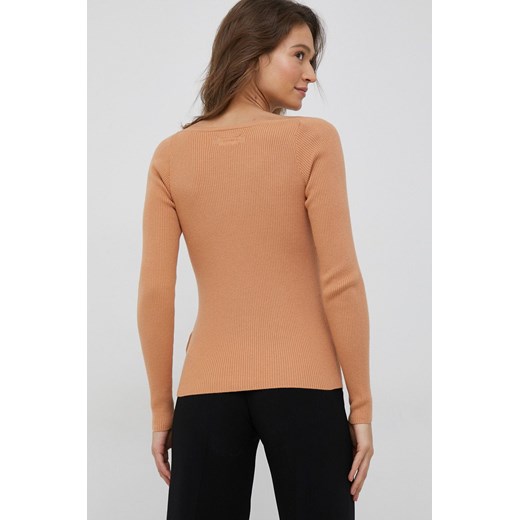 Calvin Klein sweter z domieszką wełny damski kolor pomarańczowy Calvin Klein S ANSWEAR.com