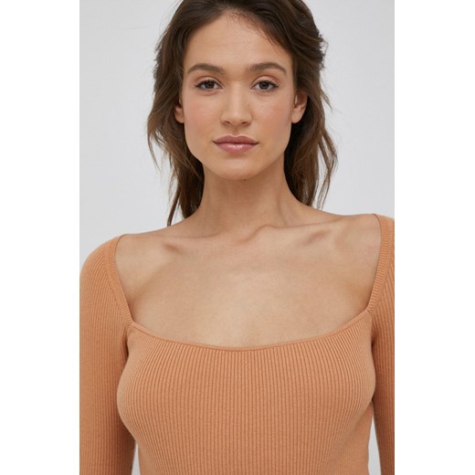 Calvin Klein sweter z domieszką wełny damski kolor pomarańczowy Calvin Klein M ANSWEAR.com