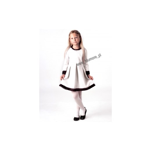 Sukienka wizytowa dla dziewczynki  128 - 152 Roksana ecru blumore-pl bialy dziewczęce