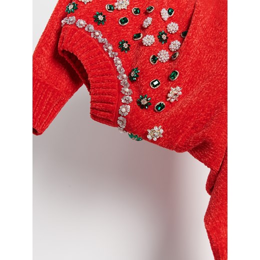 Reserved - Sweter z kolorowymi kamieniami - Czerwony Reserved L Reserved