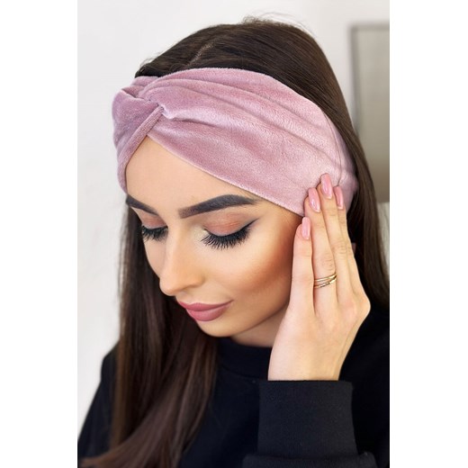 Welurowa różowa opaska na głowę Shelli Ivon uniwersalny Moda Dla Ciebie